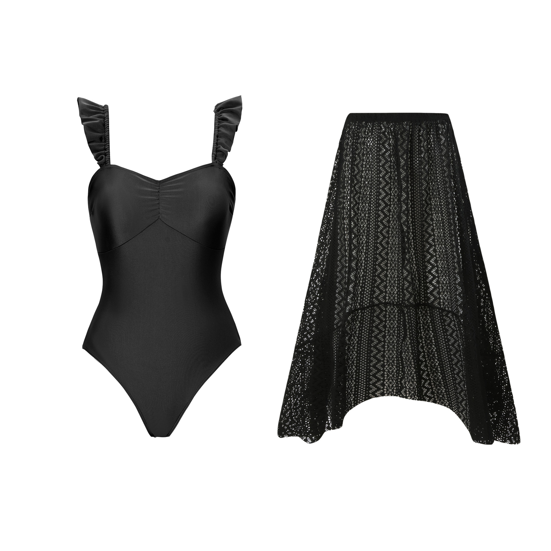 Y327 블랙 라운드 스커트 슈트