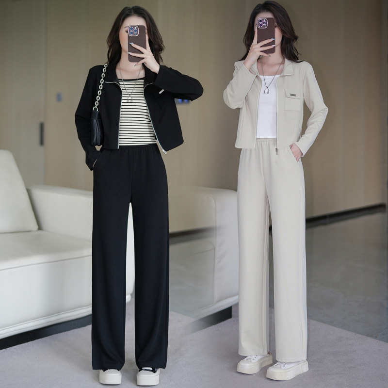 Petite Loose Stand Collar Sweatshirt Jacket 2025 Women's Casual Sports Cardigan Suit