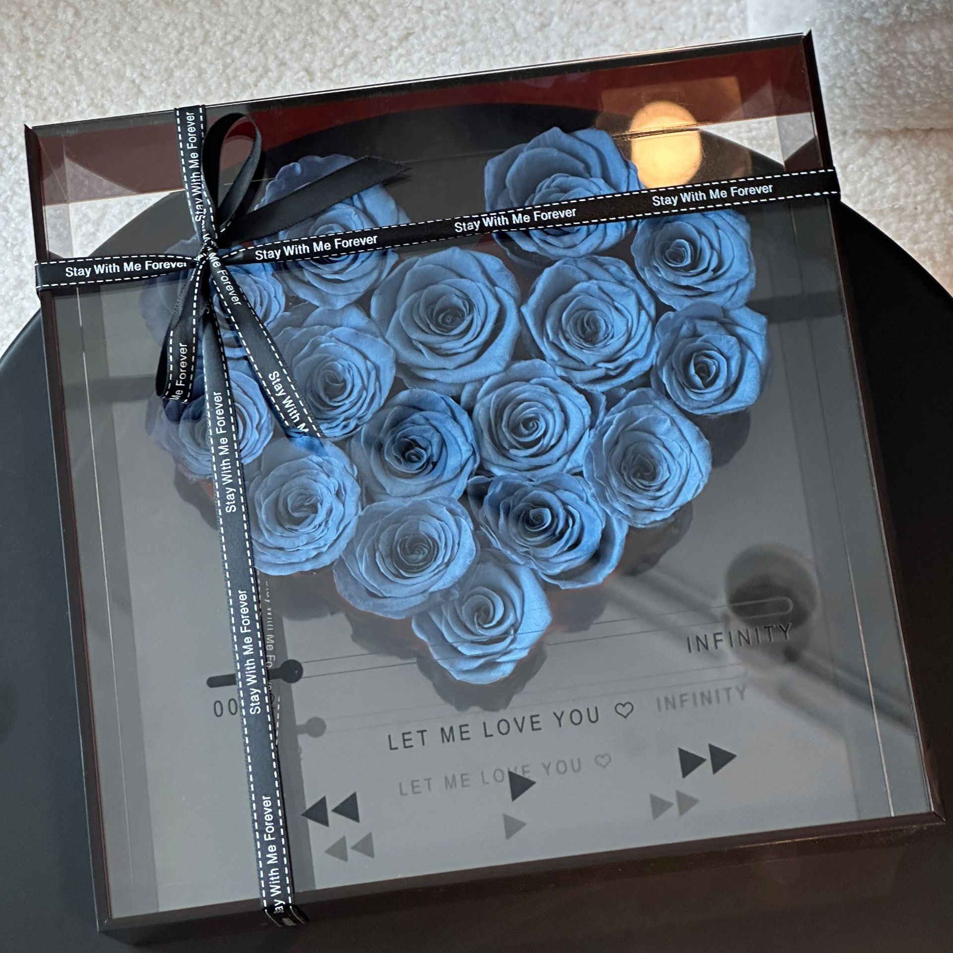 La vida eterna flores y rosas amor CD caja acrílica Qixian Día de San Valentín para enviar a la novia del día de los estudiantes regalos decoración
