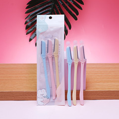 3 decorative eyebrow knives for beginners, safe anti-scratch straight eyebrow razor with toothed micro mesh protection for women