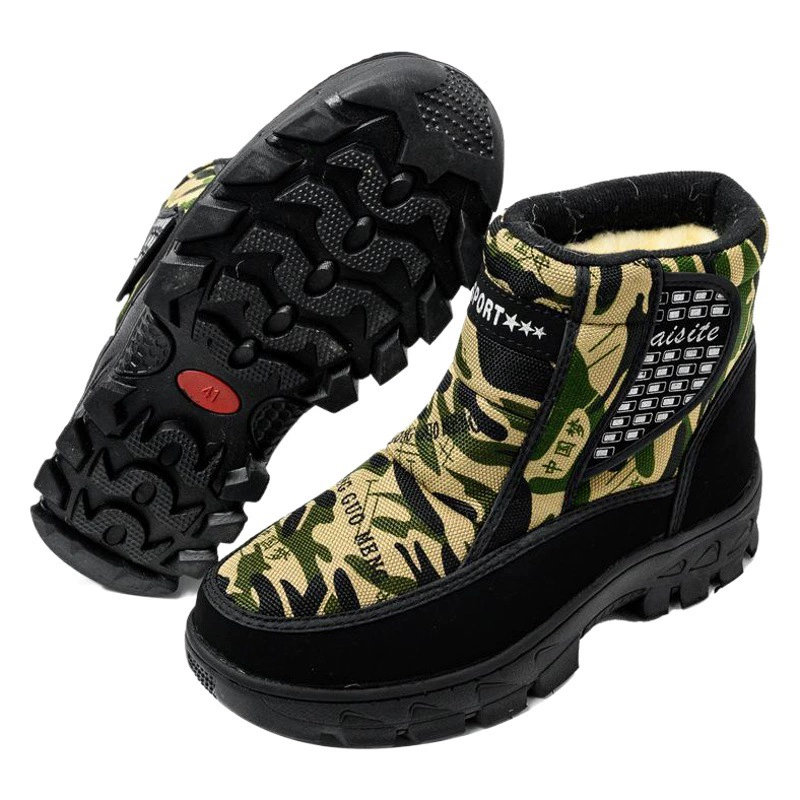 Внешняя торговля трансграничная, в наличии, оптом, зима, Новые камуфляжные сапоги, мужские снегостойкие трубки, толстые теплые Нескользящие зимние сапоги