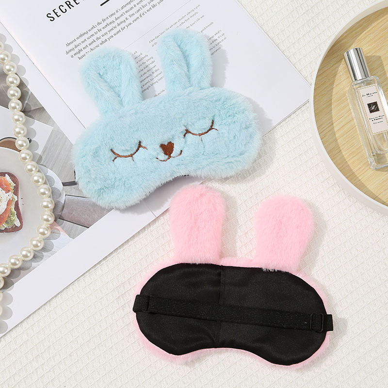 Comfortable Plush Bunny Sleep Mask For Travel And Light Blocking_voghion.com