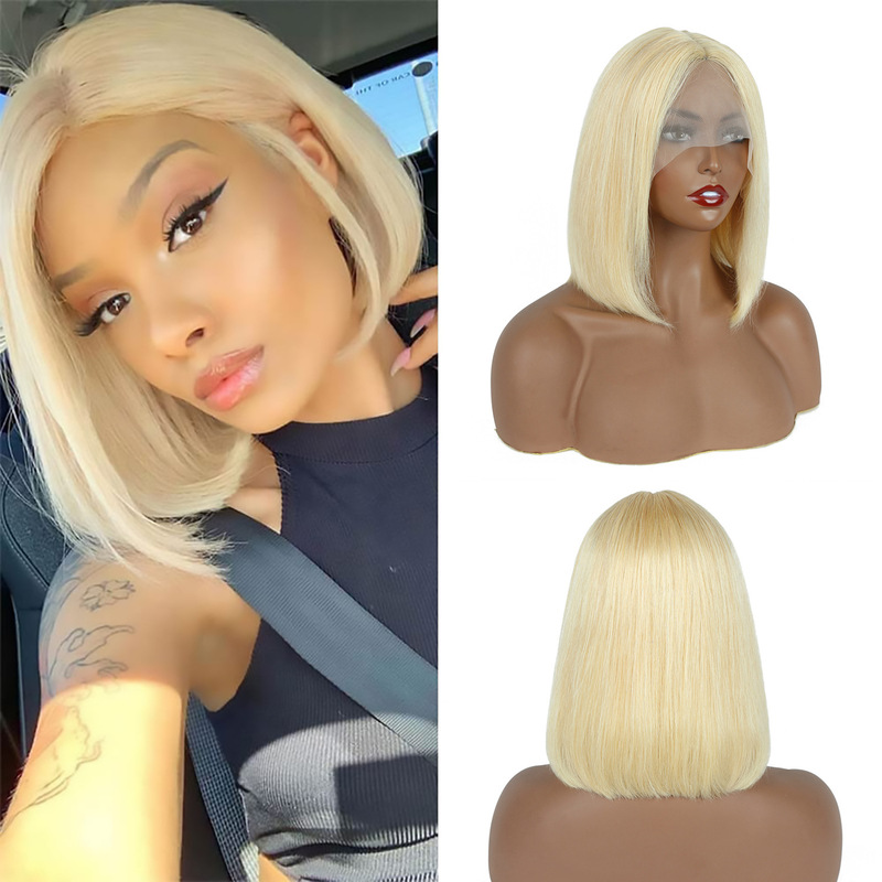 Lace wig European and American cross-border fashion wave head short straight front Lace wig natural realistic chemical fiber headgear