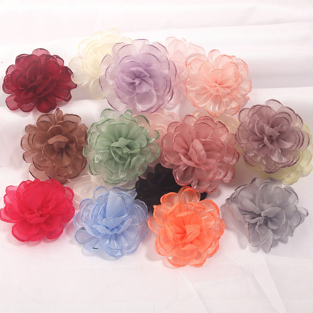 Korean-style new three-dimensional camellia fabric with burnt edges, DIY floral accessories for clothing, corsages, shoe and hat decorations