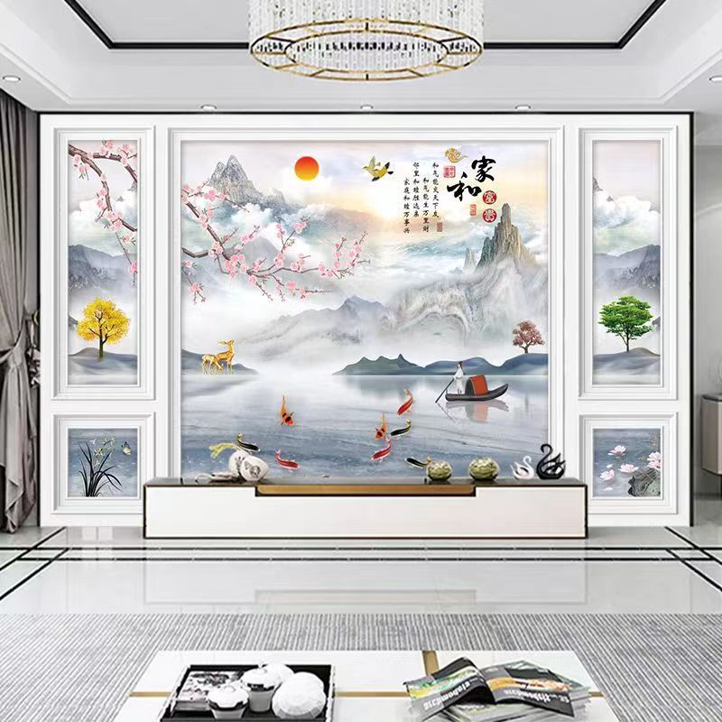 3d北欧电视背景墙布5d网红客厅卧室装饰墙画8d立体现代影视墙壁纸|undefined