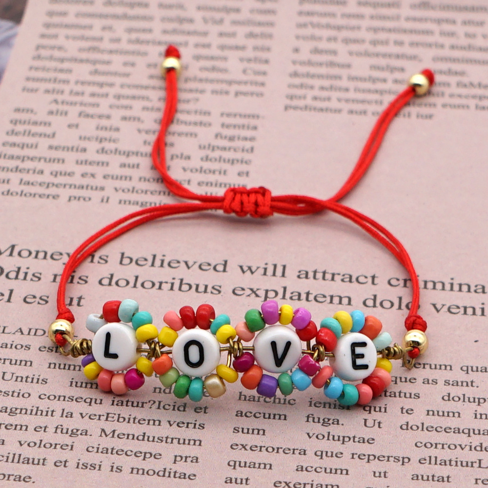 Fashion Bohemian Beaded Love Letter Bracelet display picture 2