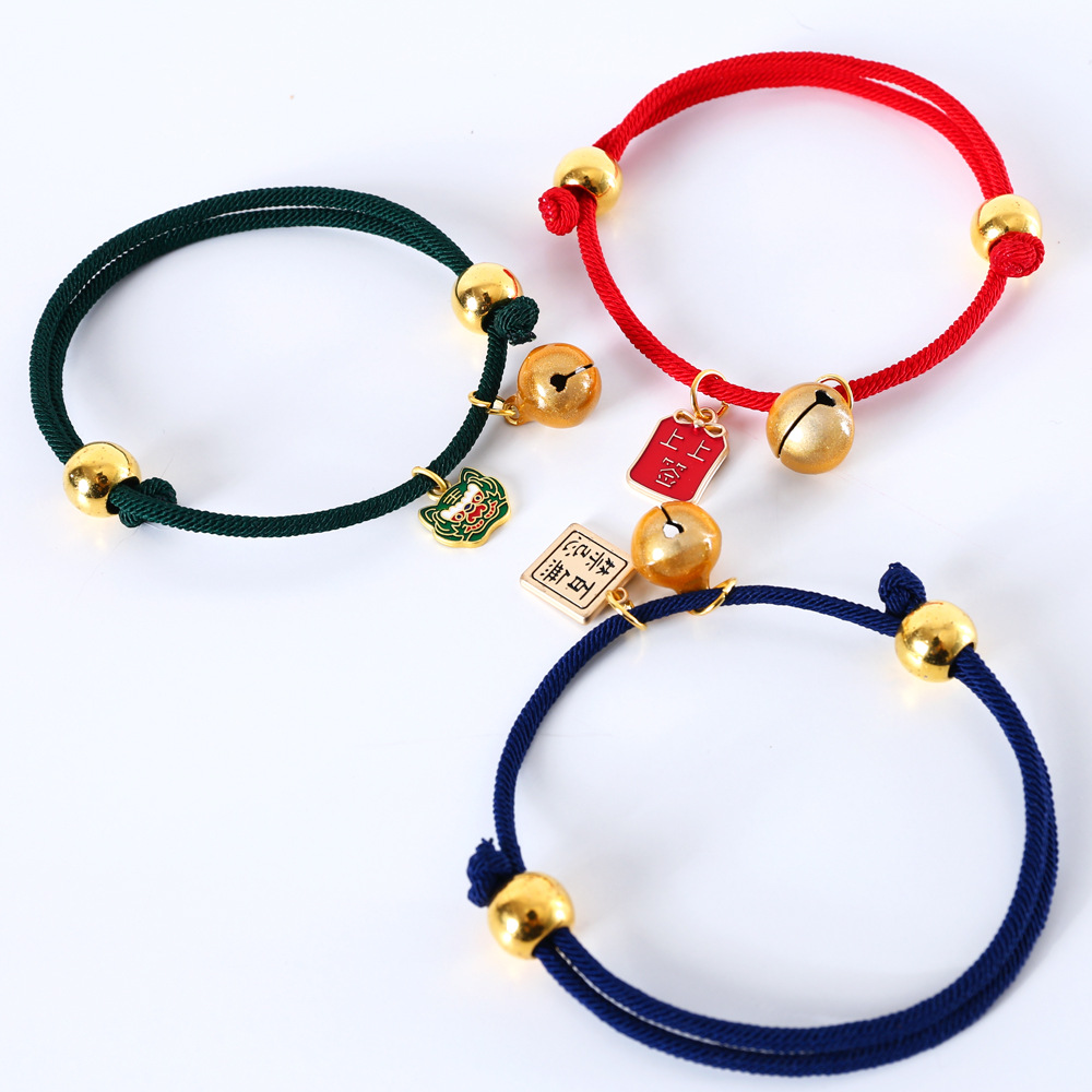 Mascotas gatos de Año Nuevo cuerda roja marca Fu collar de campana ajustable para atraer dinero collar de conejo Teddy accesorios del Festival de Primavera