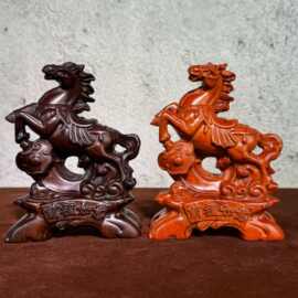 黑檀木雕马摆件工艺品摆件家居实木质雕刻木头马到成功乔迁开业礼