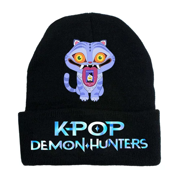 Kpop Foreign Trade Merchandise Knitted Hat Fashion Rolled Brim Wool Hat Printed Beanie Outdoor Cold Weather Hat for Adults