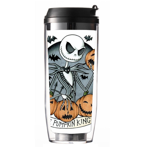 Pumpkin Prince Jack Cup Halloween Anime Merchandise Straw Cup Double-layer Plastic Travel Cup Insulated Water Cup