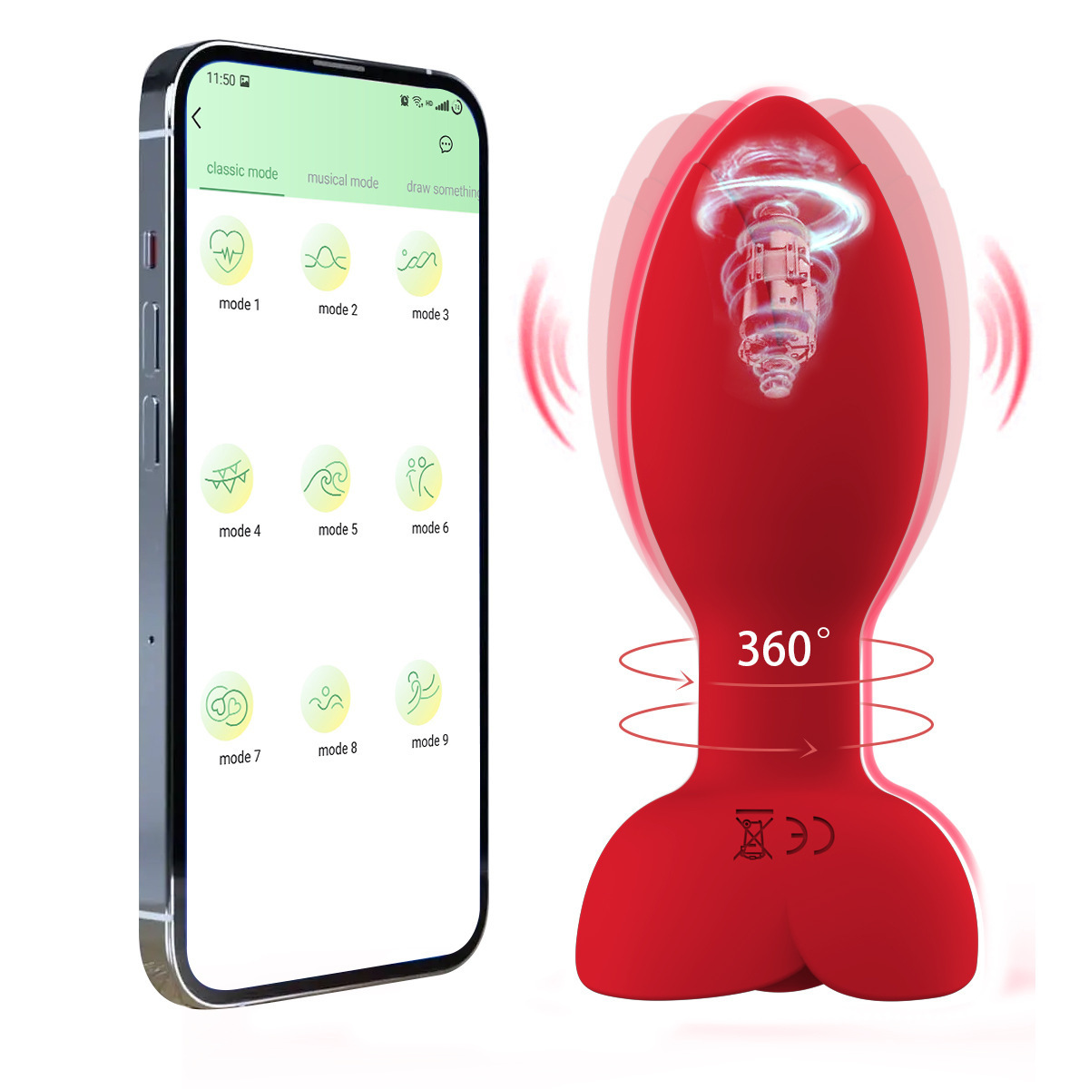Rose Dolphin Vibrating Ring Necklace, Wearable Egg with Silicone Body and Quiet Motor — detail image 3