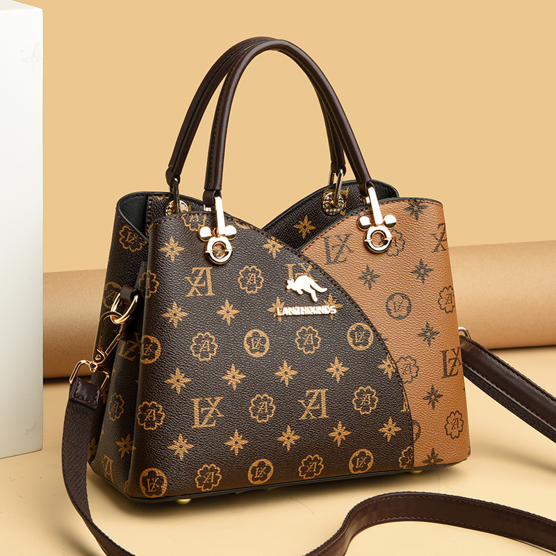 蓝之馨袋鼠软皮包包2023新款大气送妈妈手提包时尚中年斜挎单肩包