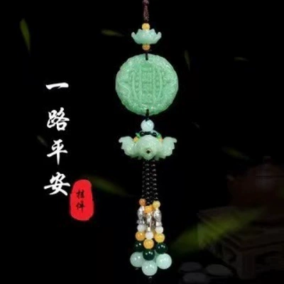 New car pendant imitation green Car hanging - shallow-jade-car-hanger-safe-all-the-way