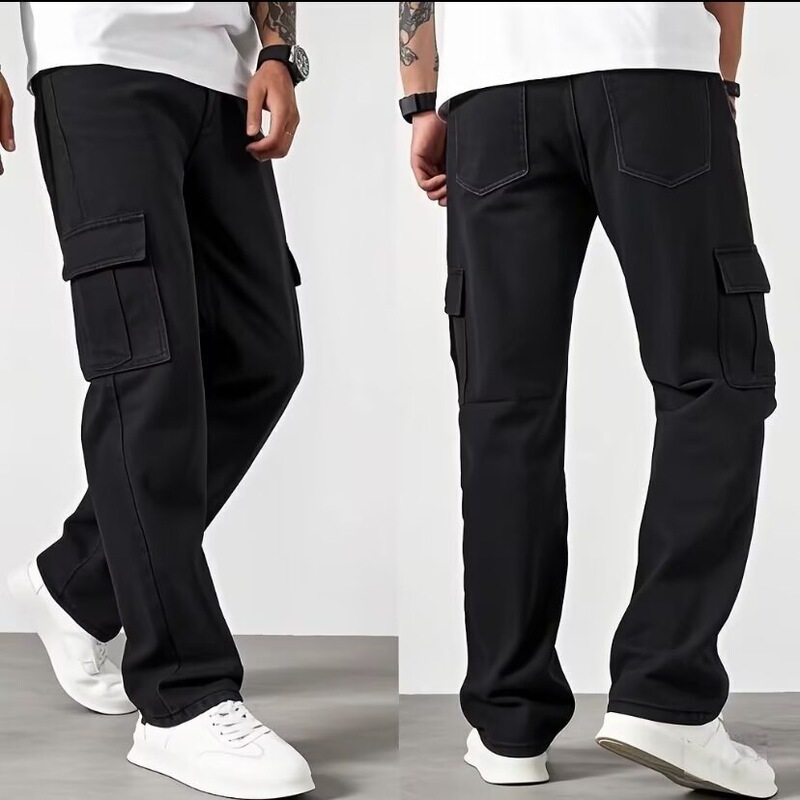 Southeast Asia Cross-Border Foreign Trade Workwear Jeans for Men 2026 Summer Loose Wide-Leg Casual Pants Multi-Pocket Long Pants