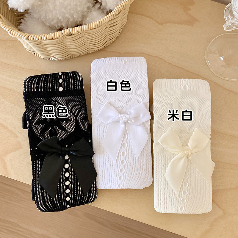 Japón Lolita bow pants de mujer malla delgada blanco dulce hueco sobre la rodilla y2k ballet