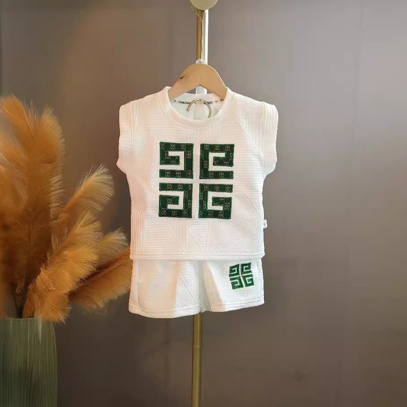 クロスボーダー子供服【刺繍モデル】男の子ベストスーツ新しい子供ネットセレブ服子供クールでハンサムな夏服|undefined