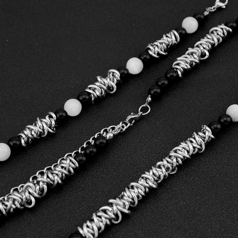 Collier noir épissé pour homme, chaîne de clavicule unisexe, accessoires de luxe légers, nouveauté 2022_voghion.com