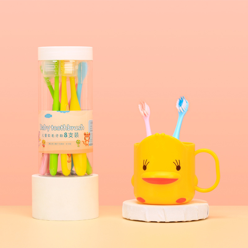 8 soft bristle toothbrush children 3-10 years old baby candy color barrel cartoon toothbrush factory wholesale generation