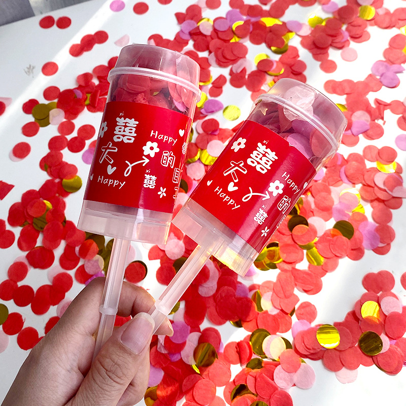 Boda tubo de pulverización boda pequeño regalo pistola mano empuje giro pistola cumpleaños pequeño regalo bomba empuje música