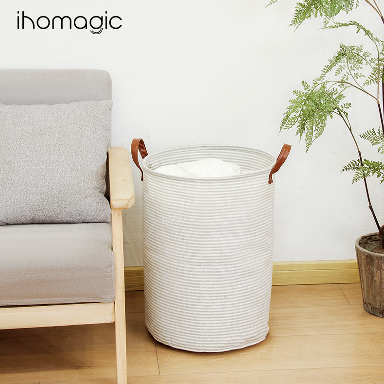 Cesta de lavandería de tela a rayas cesta de la ropa cesta de almacenamiento de juguete plegable baño Cubo de lavandería cesta de la lavandería