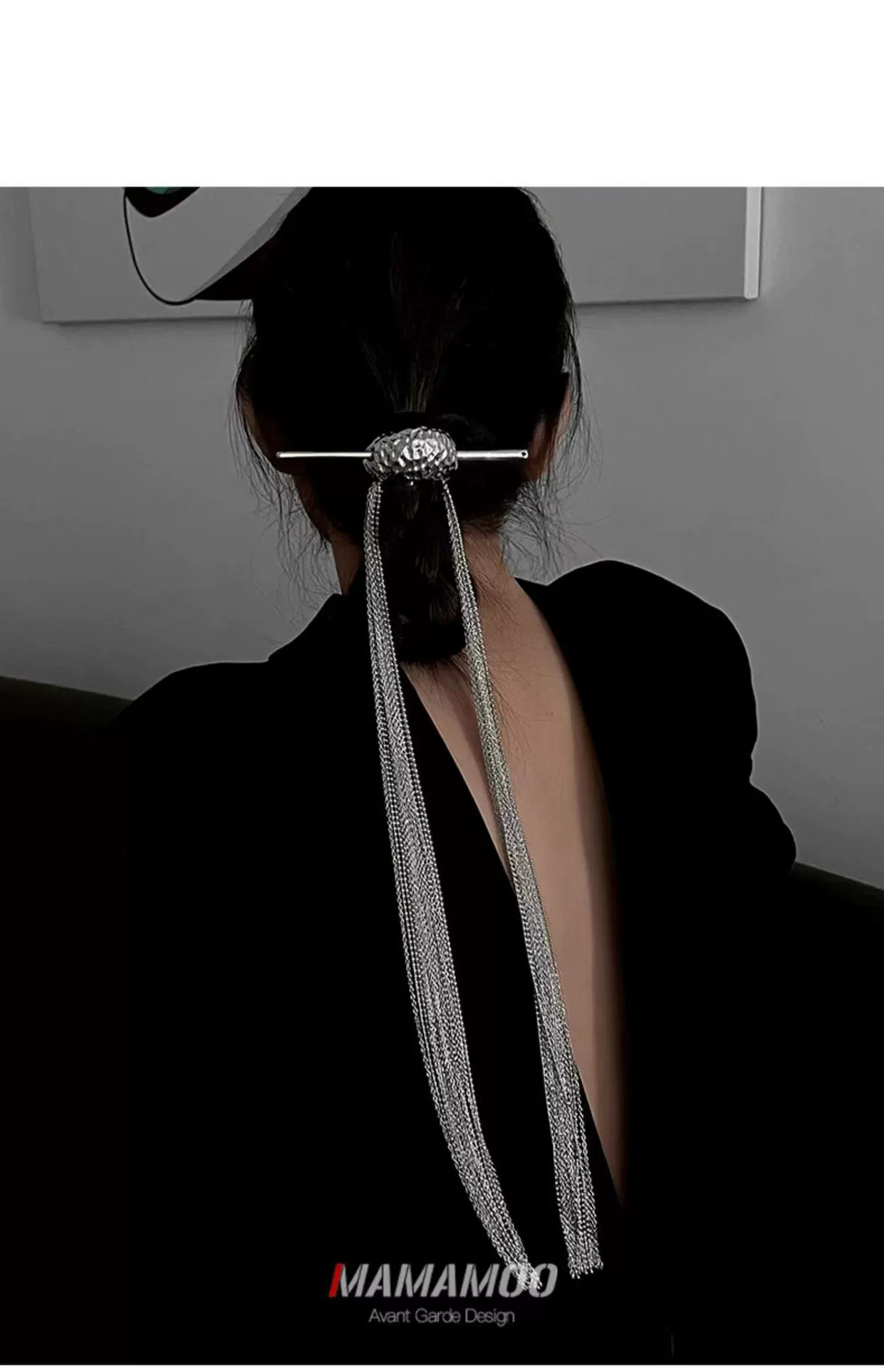 Small design hair accessory with tassels, ponytail, European style, 2022 collection