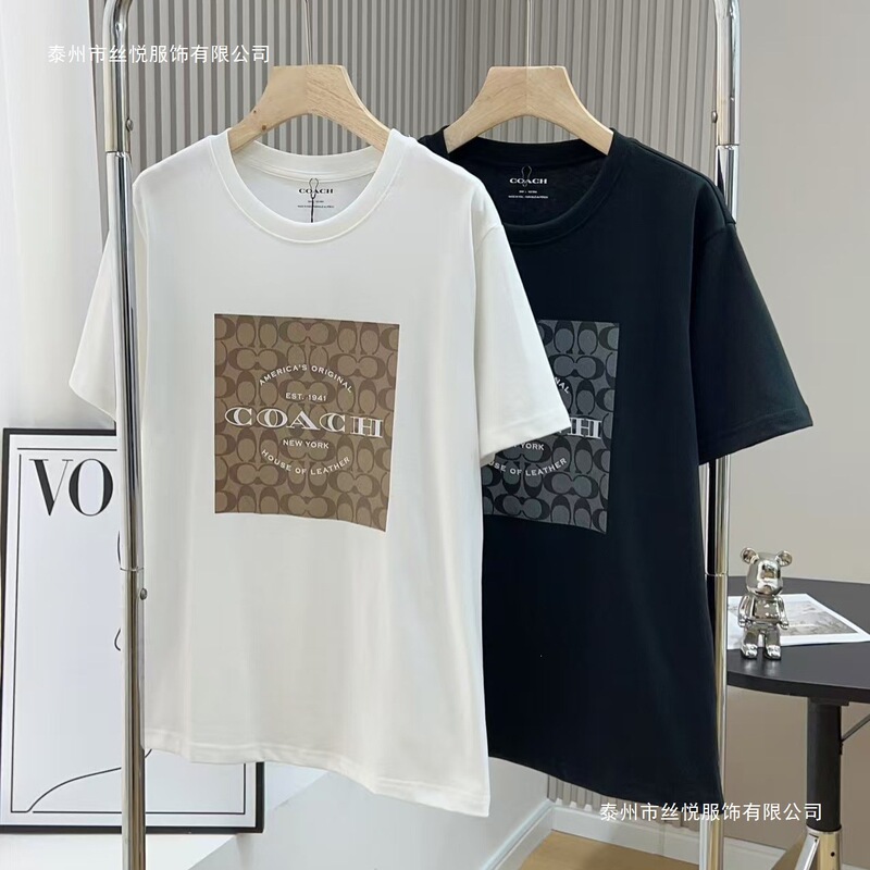 2026 Spring New Comfortable and Stylish Versatile Round Neck Couple's T-Shirt in Black and White, Short Sleeve, Regular Sleeve, Casual 2026 Spring New Comfortable and Stylish Versatile Round Neck Couple's T-Shirt in Black and White, Short Sleeve, Regular Sleeve, Casual