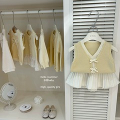 女の子2025春夏の新型韓国版偽ベストベストベストベストベストベストベストベストベストベストスカート2点セット