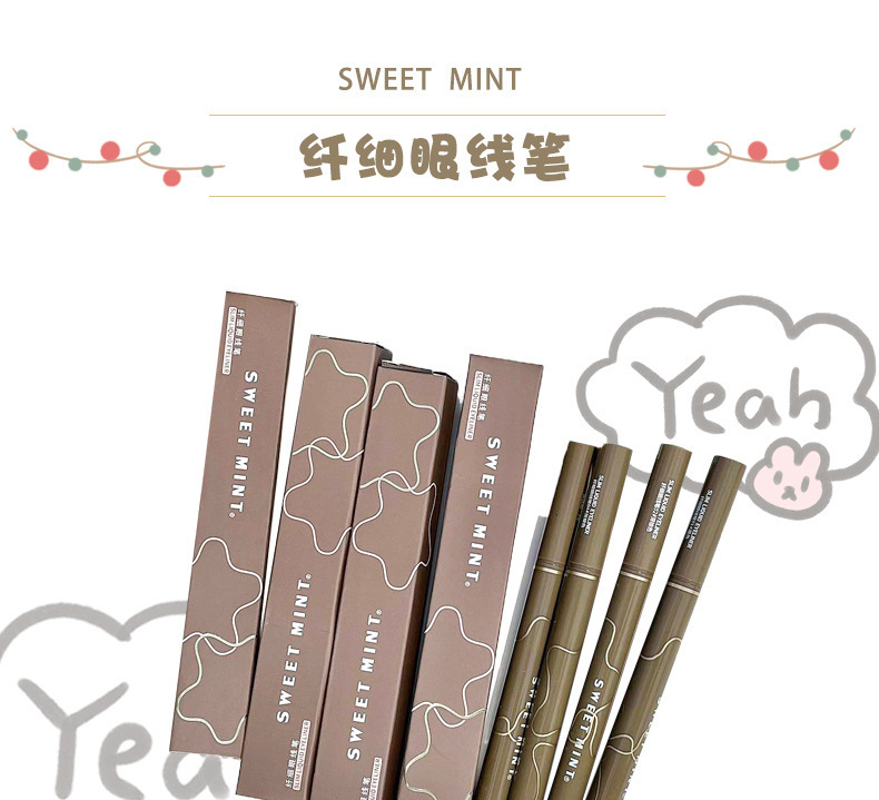 Wholesale of sweet mint Fine eyeliner Pen, waterproof, sweat-proof, long-lasting and non-staining brown liquid eyeliner pen details Picture