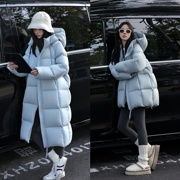 Beibei's same style 90% white duck down jacket for women, 2026 winter new collection, ultra-light puffer hooded thickened long and short styles, wholesale