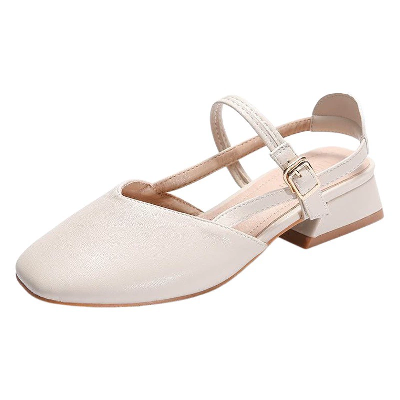 Баотоу сандалии женские 2024 новые корейские молочные туфли фея толстый каблук Мэри Джейн пустые туфли