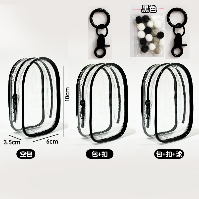 Single zipper cabin bag - black (clear zipper)