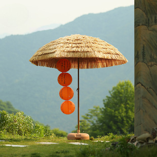 Outdoor Parasol, Straw Umbrella, Thatched Umbrella, Sun Umbrella, Tea Brewing Around the Stove, Folding Beach Umbrella, Courtyard Sun Protection Umbrella