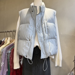 High-End Versatile Cotton Vest for Women, Korean Style, Loose and Simple with Drawstring Design, Casual and Trendy Cotton Vest Jacket