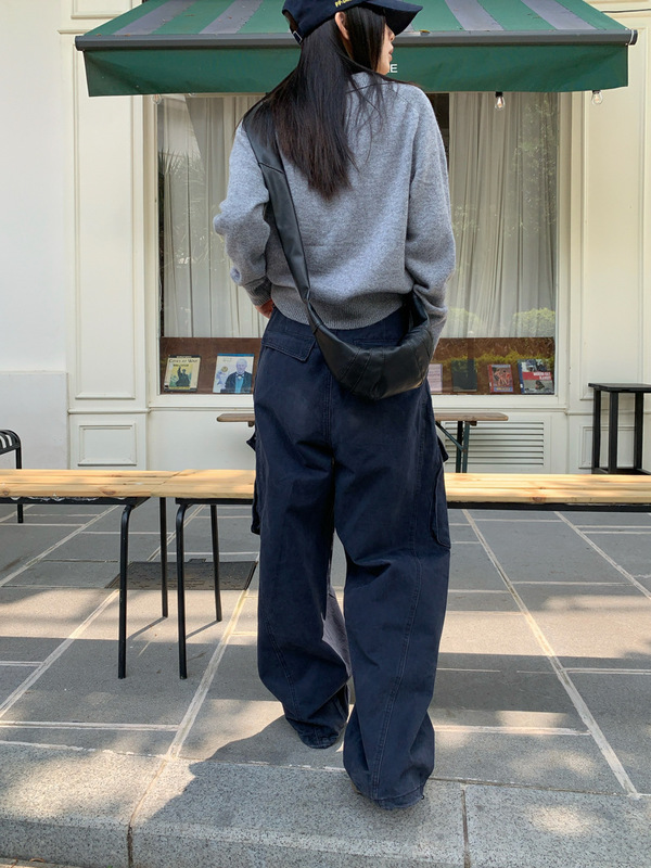 GAGD 美式复古解构设计感工装裤女 宽松休闲褶皱直筒垂感阔腿裤子|undefined
