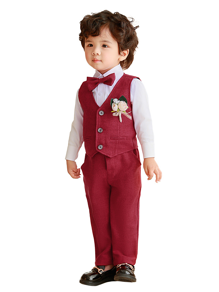 Conjunto de vestido de chaleco de primavera y otoño para niños Anfitrión del cumpleaños del bebé Traje de interpretación de piano de niña de las flores para niños image 6