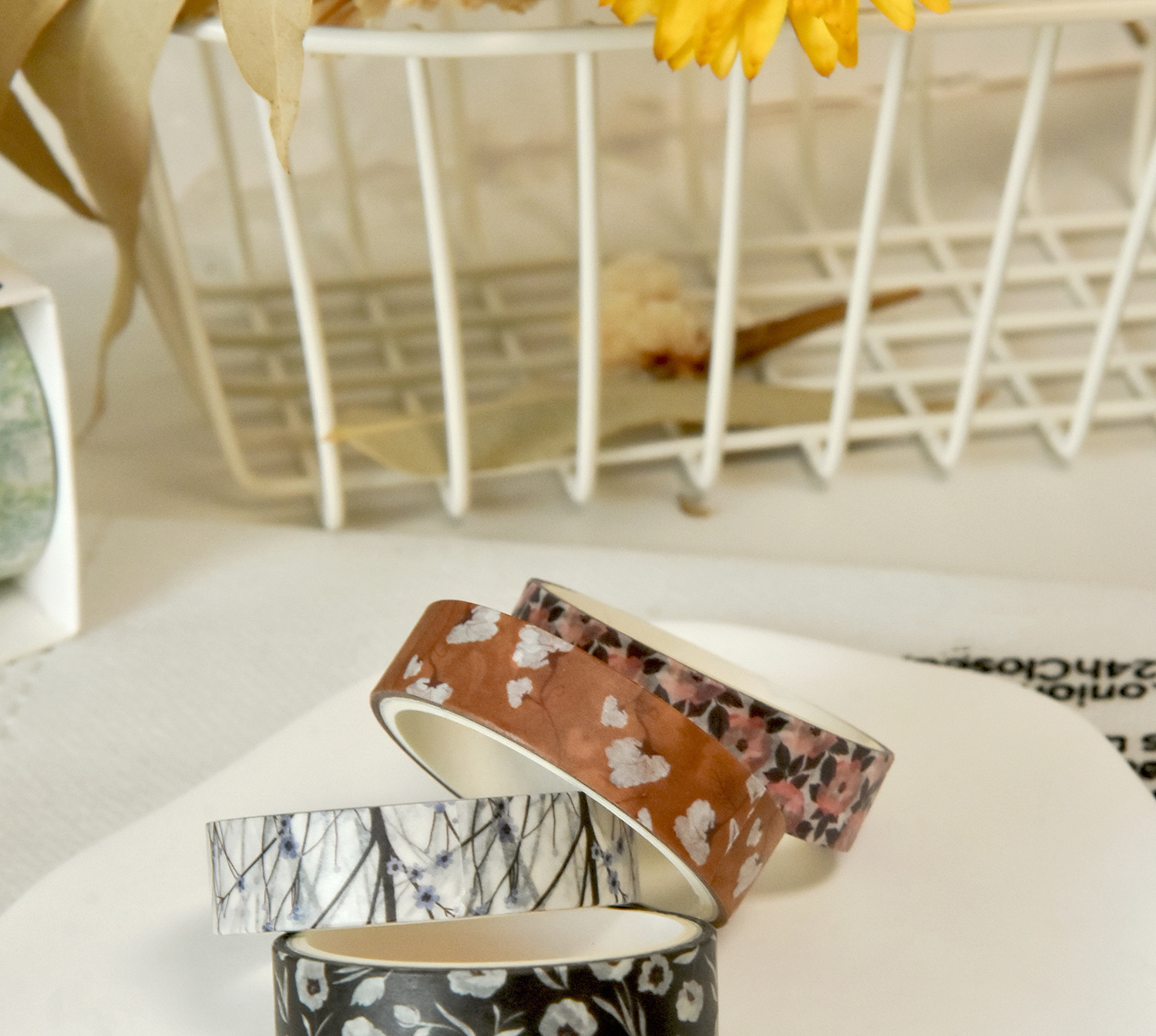 20g Weight Washi Tape Stationery Type 1 Set Quantity Learning, Daily Occasion Washi Material Flower Pattern Romantic, Pastoral Style 1 Set Flower Learning Daily Washi Romantic Pastoral Washi Tape 5