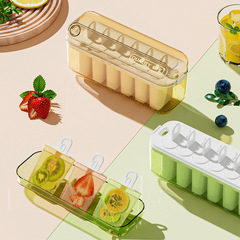 2024 Creative Ice Cream Mold Home Food Grade Material for Making Ice Cubes, Ice Sticks, Ice Making Tray with Lid Transparent