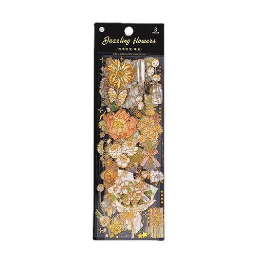 Infeel.Me Hot Stamping Stickers Four Seasons Messenger Series Retro Flower DIY Handbook Material Collage 4 Styles