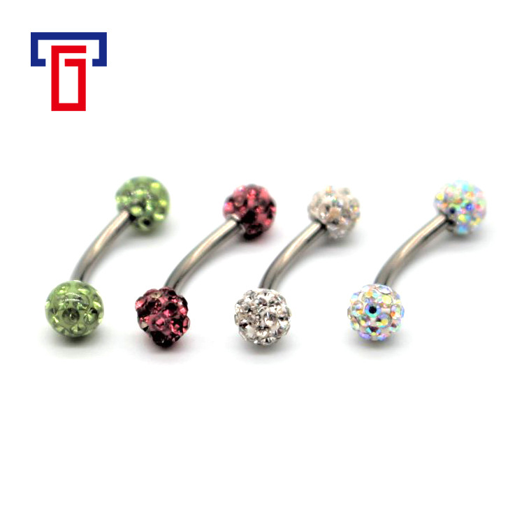 G23 Titanium Alloy Eyebrow Studs Double Head Soft Ceramic Mud Drill Rainbow Piercing Jewelry detail image 5