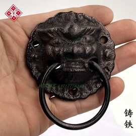 中式仿古大门拉手复古门钹拉环圆形把手狮子头铁兽头门环配