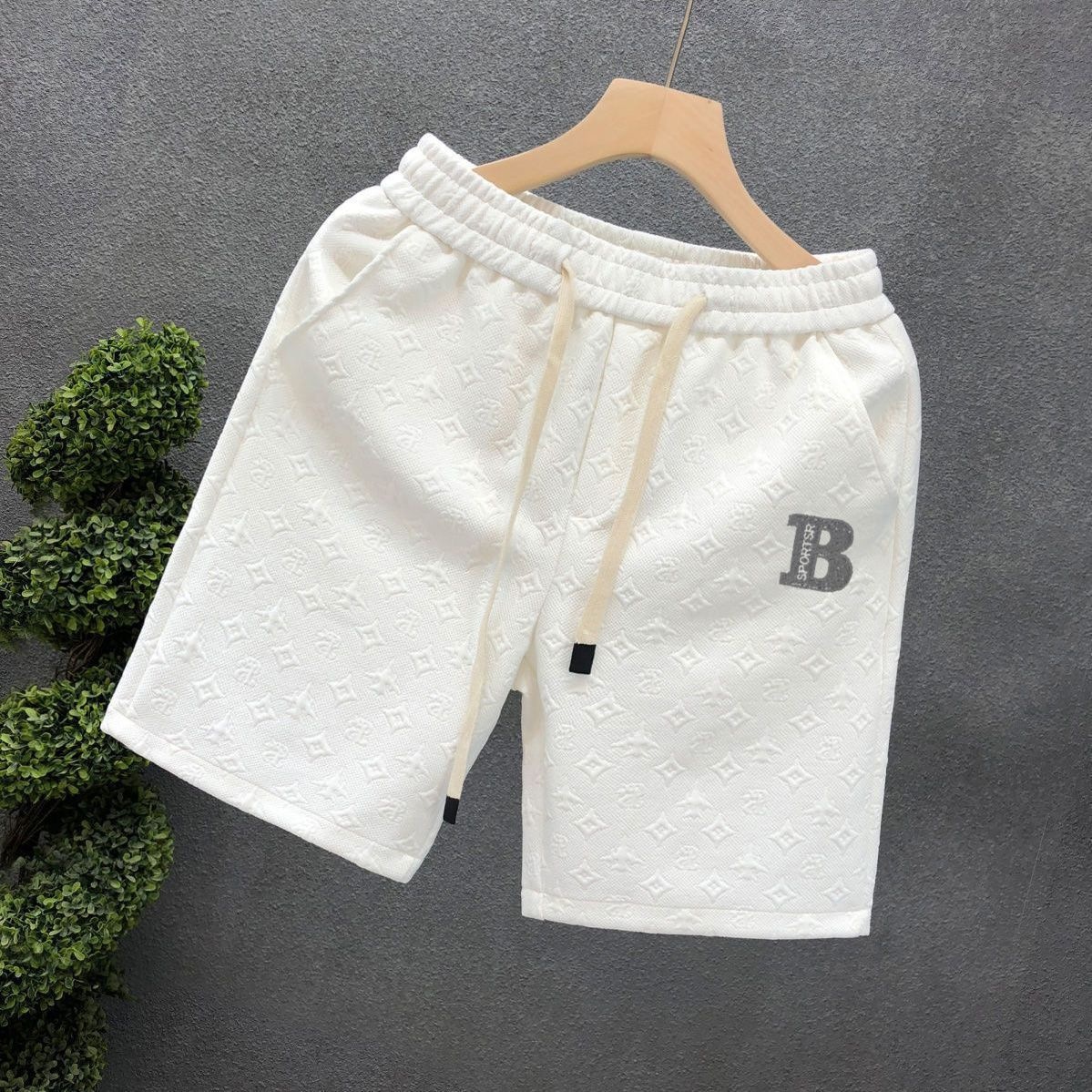 Men's High-End Summer Casual Shorts Trendy Brand Affordable Luxury For Beach Sports And Running Mid Waist Loose Fit Drawstring_viptrois.com