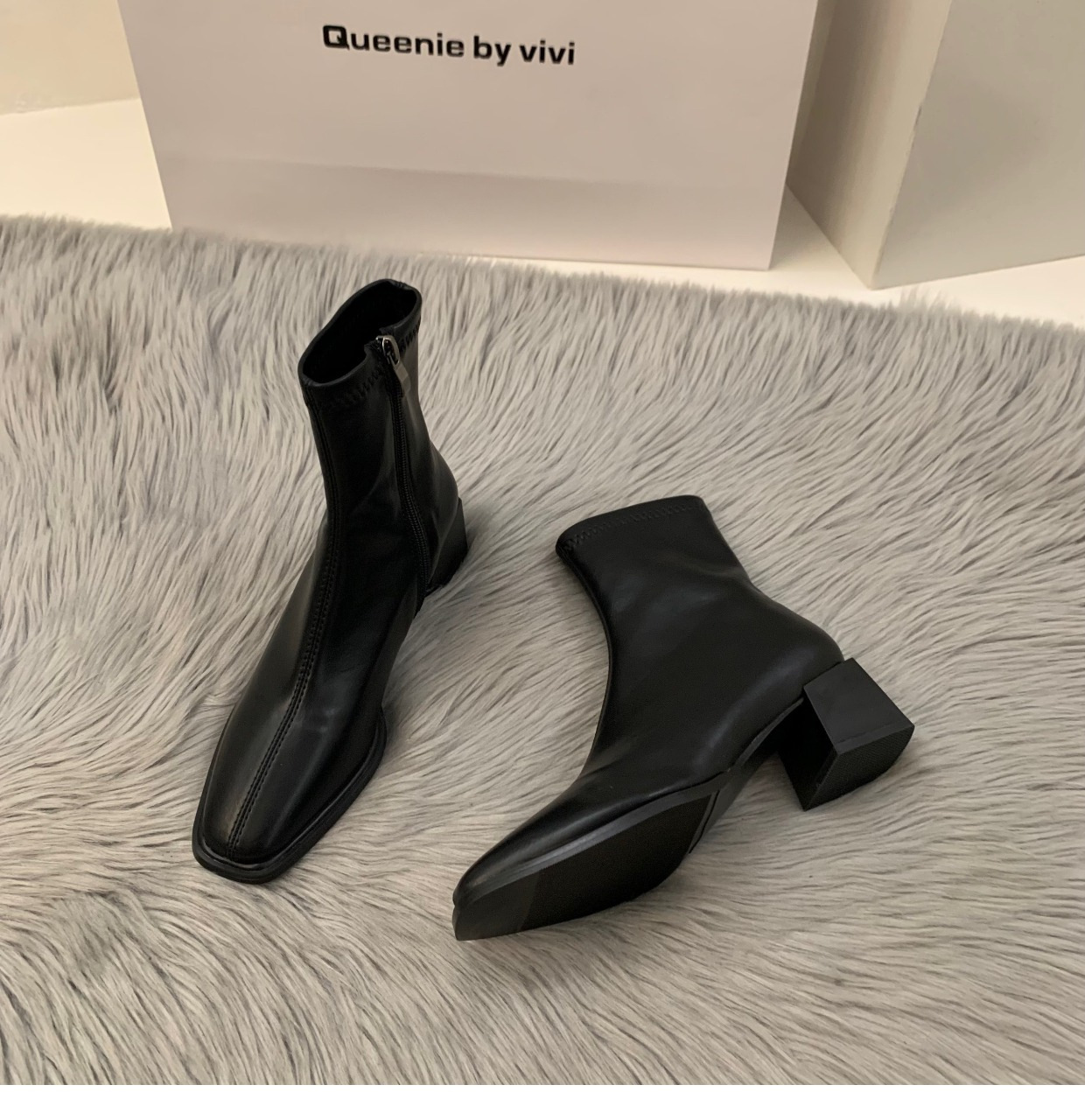 ShoeVault High Heel White Martin Short French Style Ankle Spring Summer Fleece-Lined New Slim Women's Boots_vogvips.com
