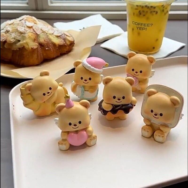 网红黄油小熊盲盒手办公仔玩偶奶呼呼小熊桌面车载摆件女生日礼物|undefined