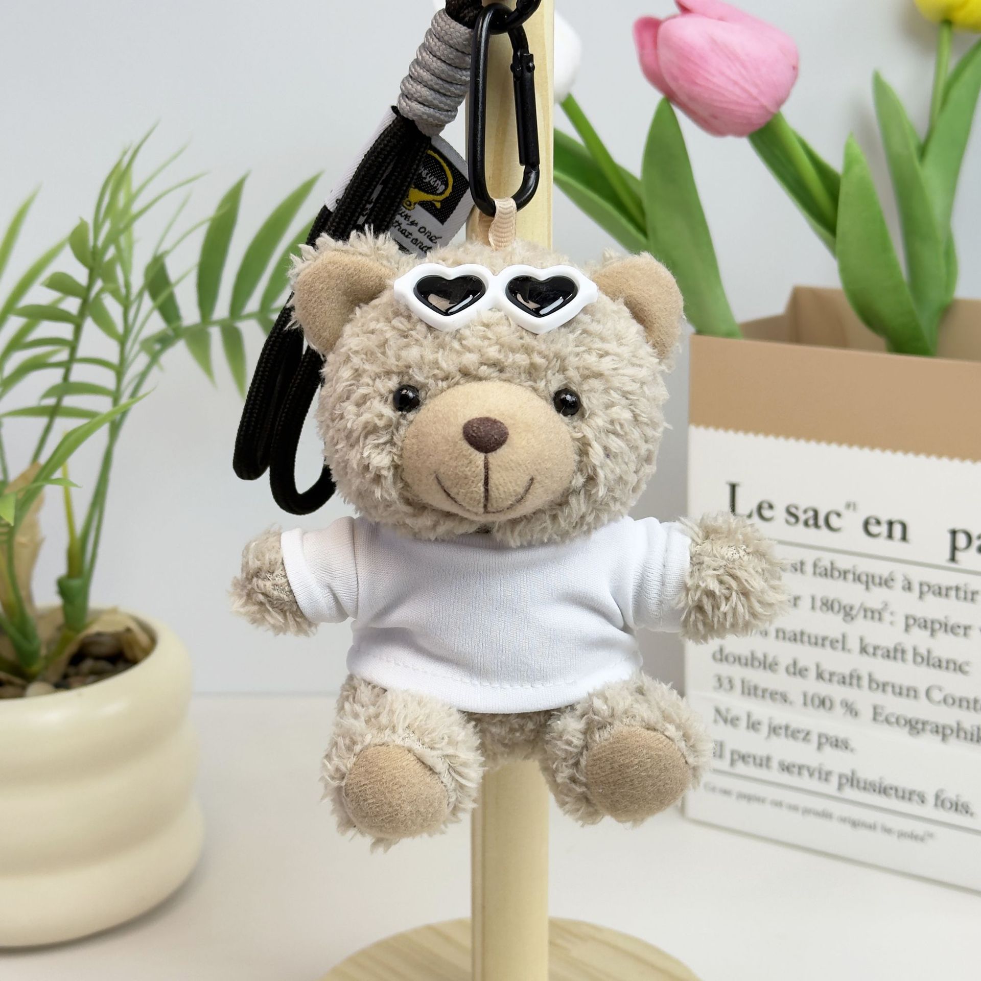 Suéter Teddy Bear Keychain bolsas colgantes muñecas de peluche creativas lindas gafas piloto Teddy Bear