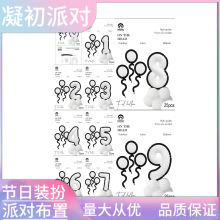 跨境 漫画风32寸白数字铝膜气球立柱套装儿童周岁生日派对装饰0-9