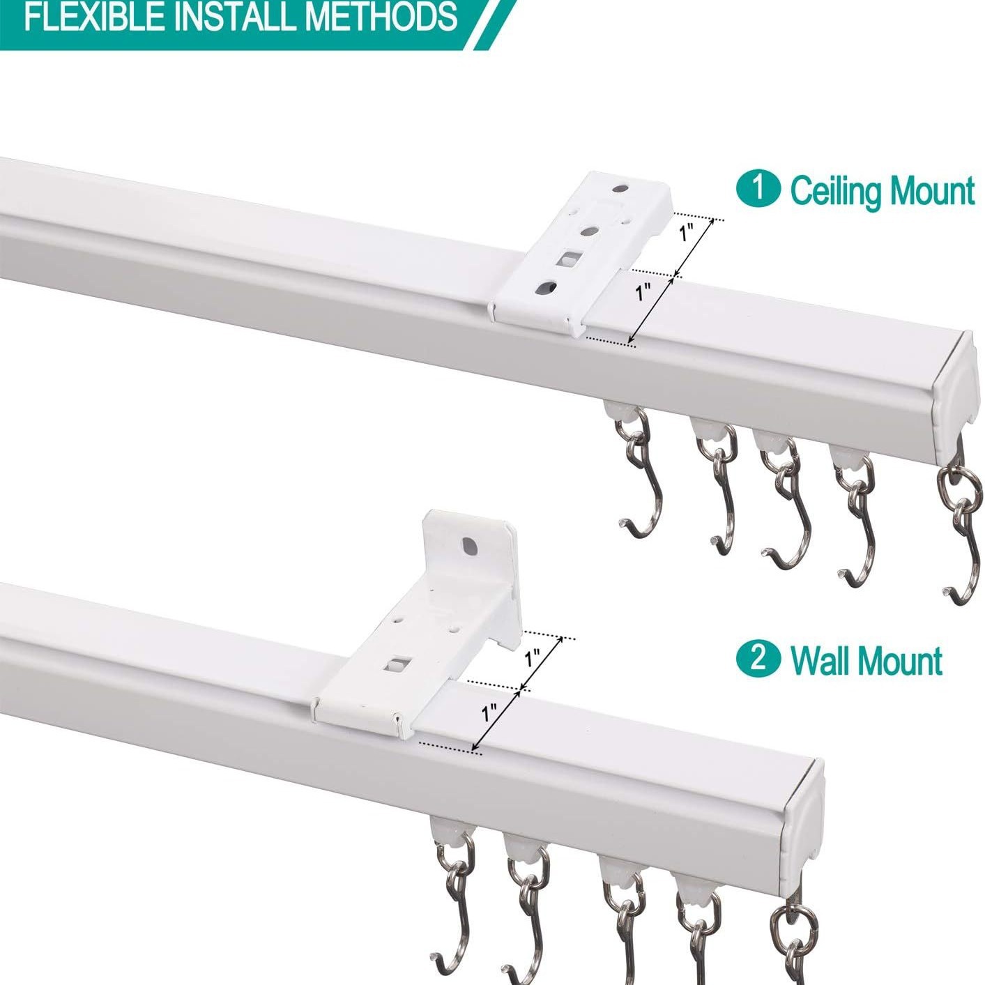 Nuevo riel de doble riel tipo gancho polea deslizante riel de guía silencioso flotante cortina caja cortina perforación