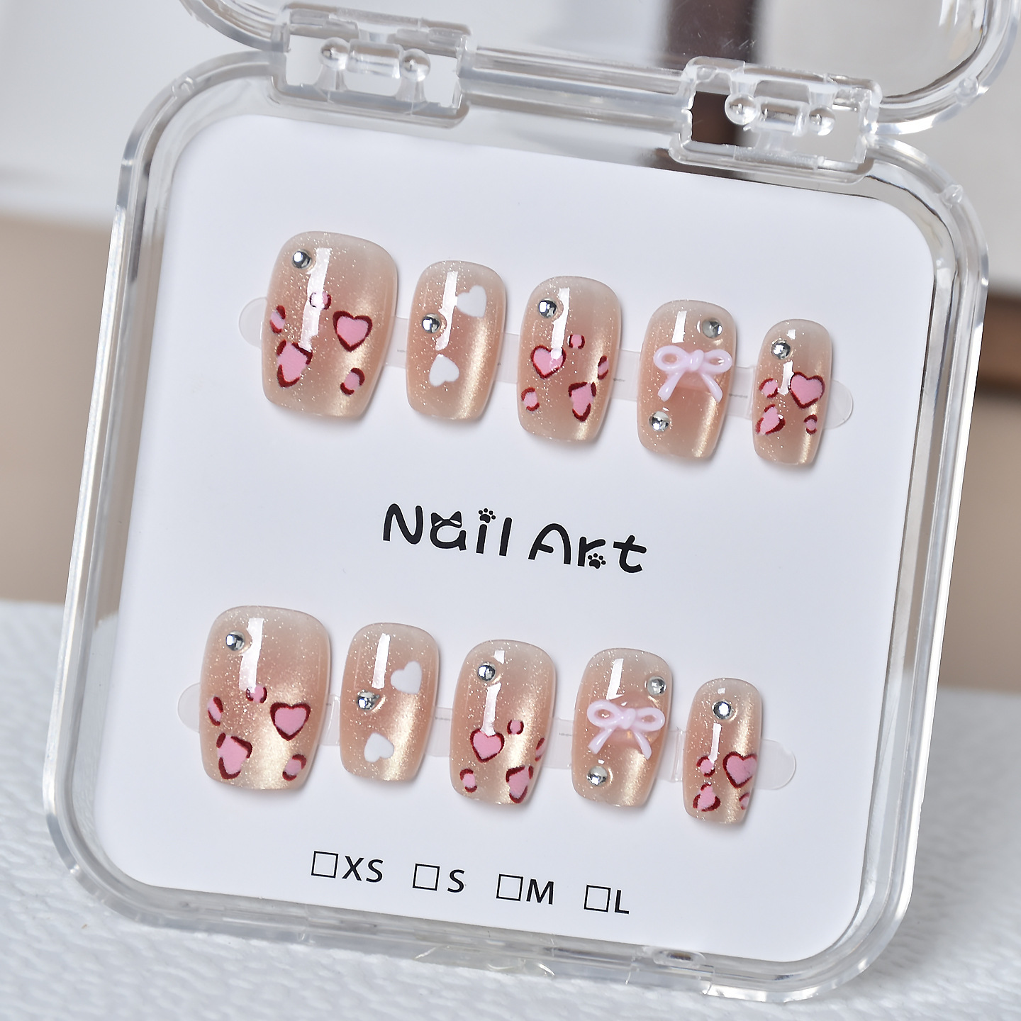 Caja transparente para usar uñas tienda física al por mayor barraca de uñas parches de uñas parches de uñas falsas desmontables