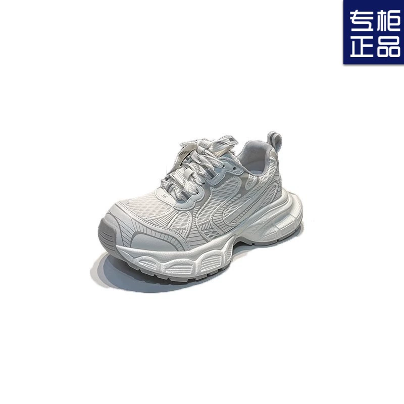 2025 новый весенний рост папы обувь сетка дышащая модная повседневная спортивная обувь женская толстая подошва легкая беговая обувь