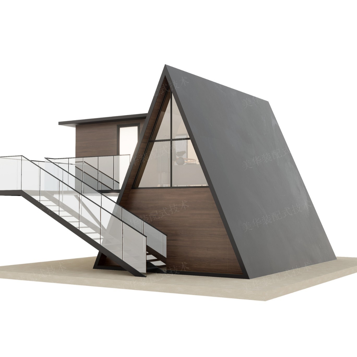 Casa de familia al aire libre, área escénica, campamento, casa de madera triangular, casa del árbol del bosque, ensamblaje móvil, villa de ocio, casa de madera rural