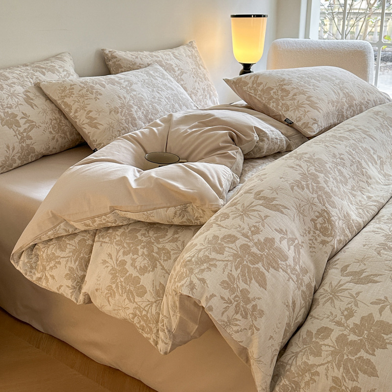 Japanese-style Class A Maternal and Infant Grade 60S Cotton Double-layer Yarn Four-piece Set Cotton Naked Sleeping Three-layer Yarn Bed Sheet Quilt Cover Three-piece Set